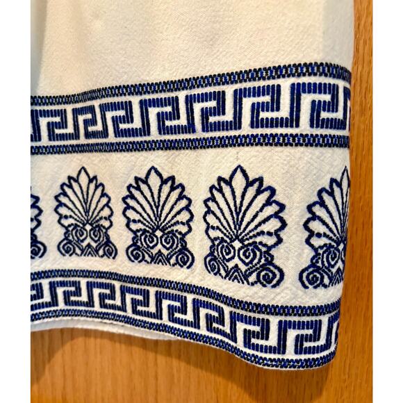 Bohemian Midi Skirt Women MED White Blue Embroidered Boho Hippie Beachy Gypsy - Picture 3 of 16